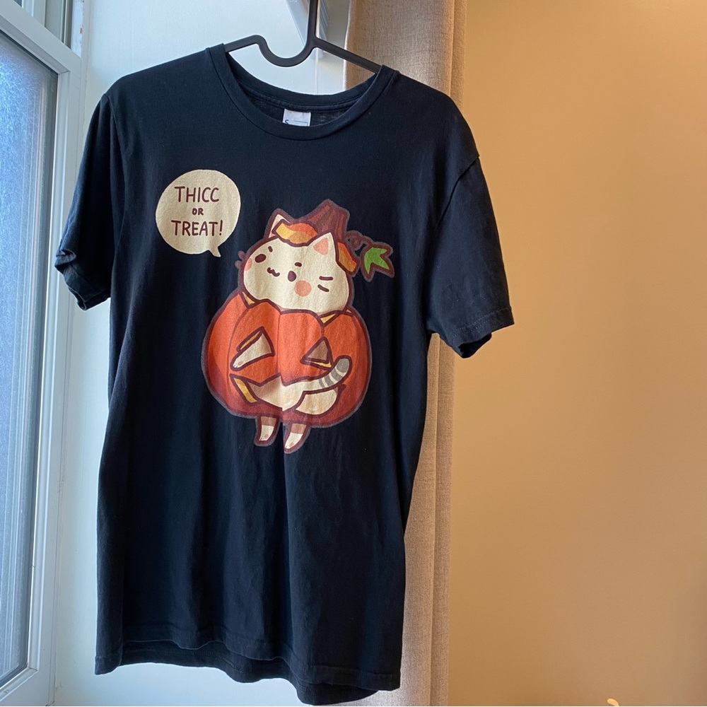 Halloween Costume Pumpkin Cat T-shirt Pumpkin Kitty Tee Anime Top Kawaii Neko